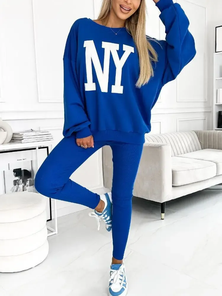 Women's Fashion NYC Sweatshirt and Lined Leggings Set