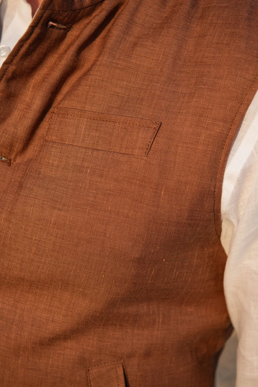 Rusty And Beige Reversible Vest In  Fabric