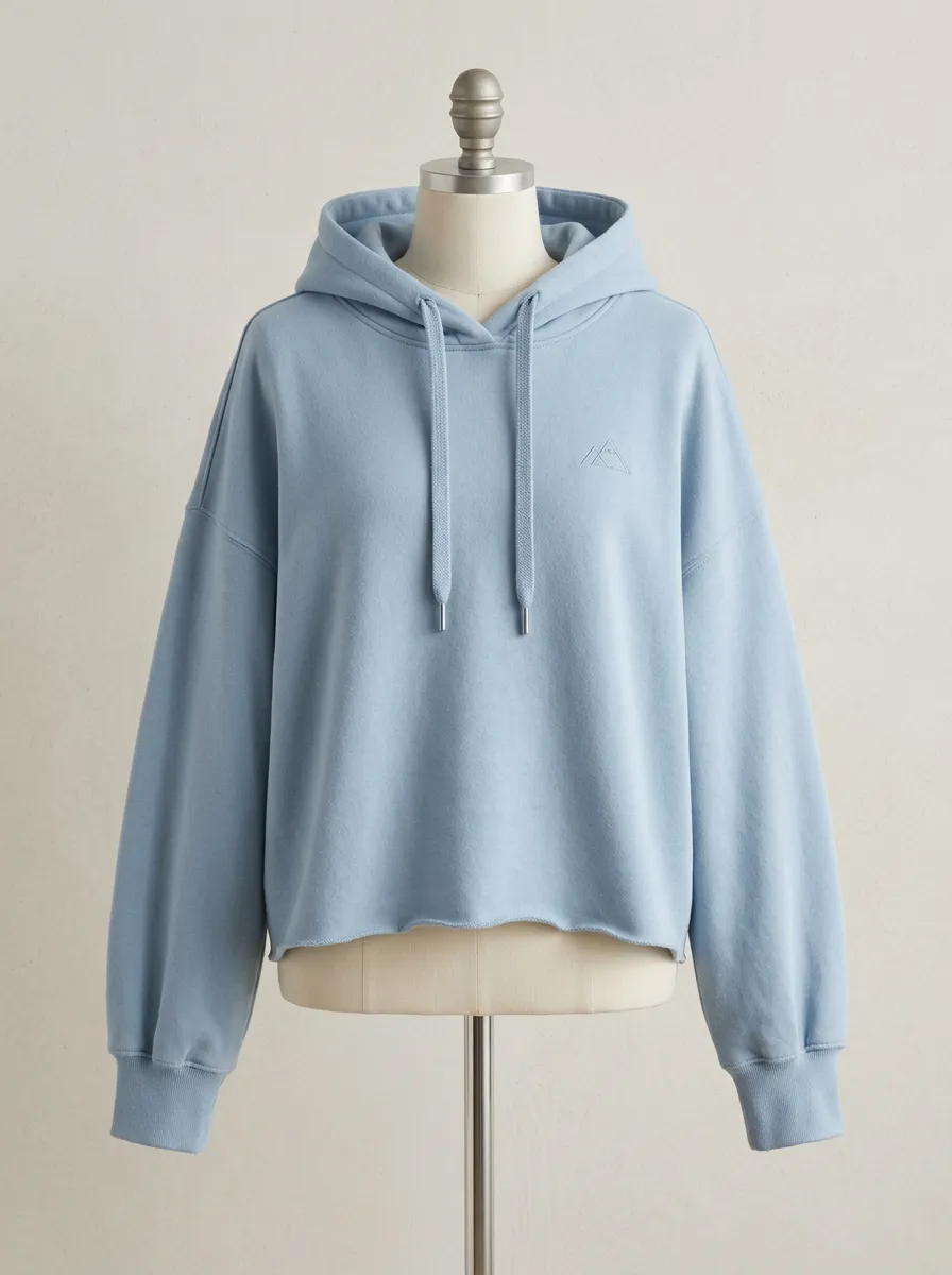 Women's Minimalist Mountain Logo Embroidered Cropped Hoodie