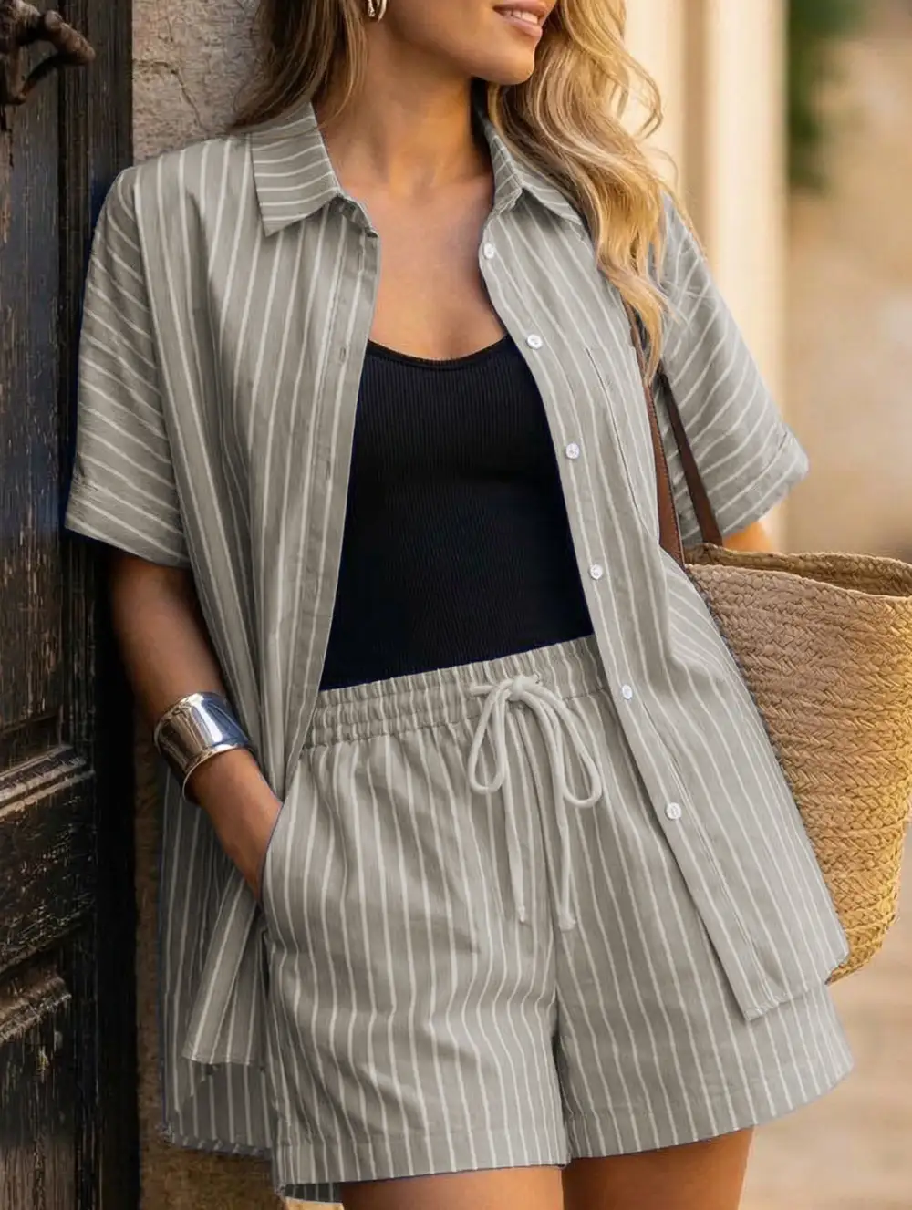 Stripe Shirt Set