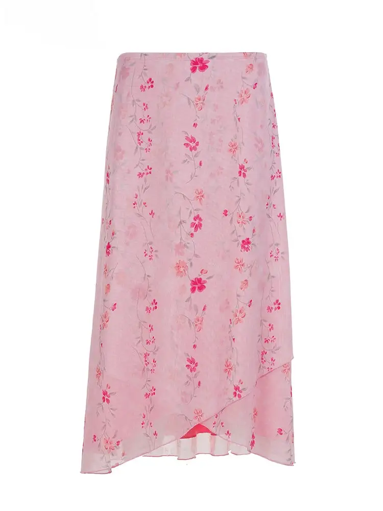 Classic Midi Mesh Floral Knit Skirt
