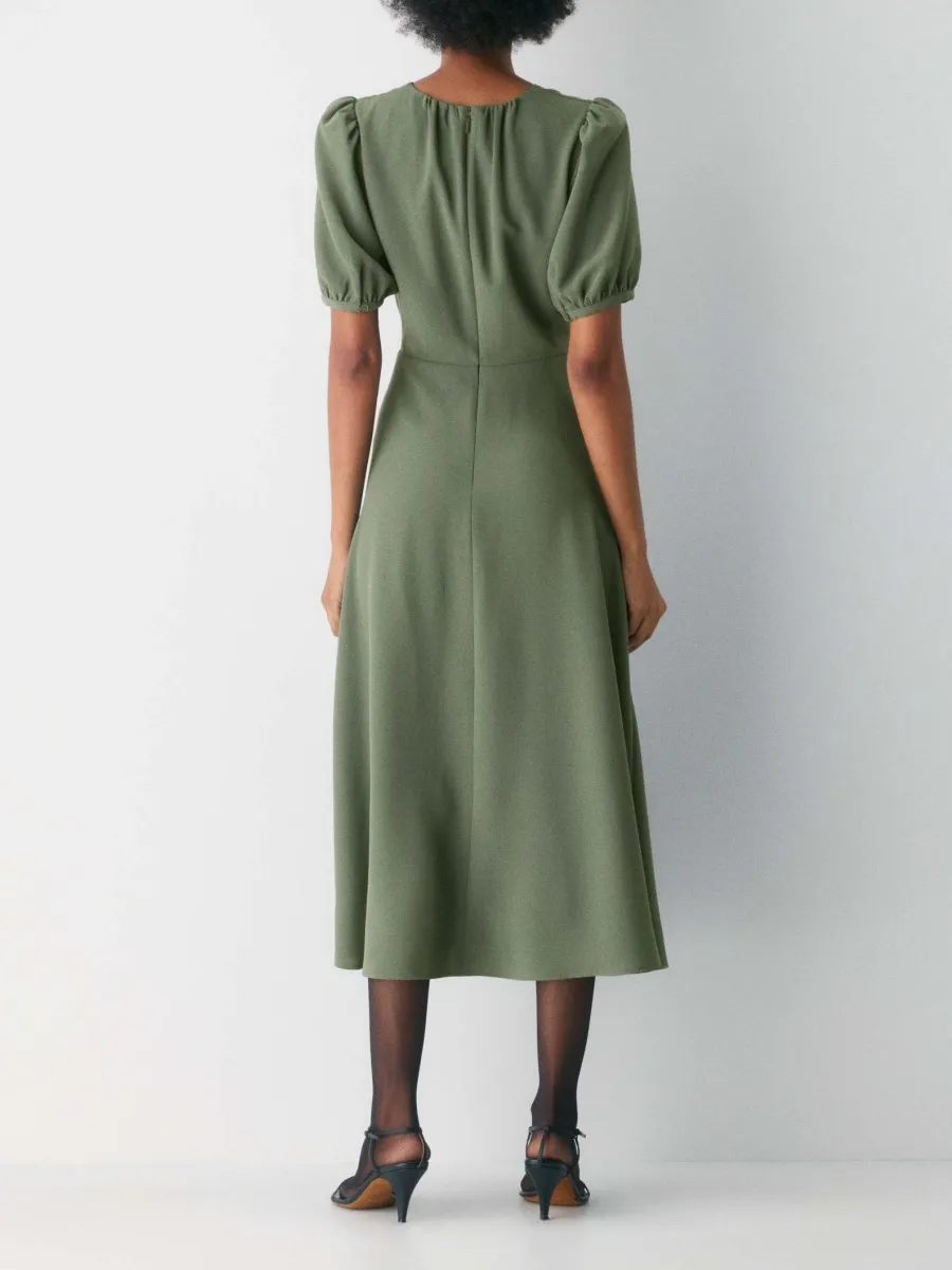 Puff Sleeve Midi Dress