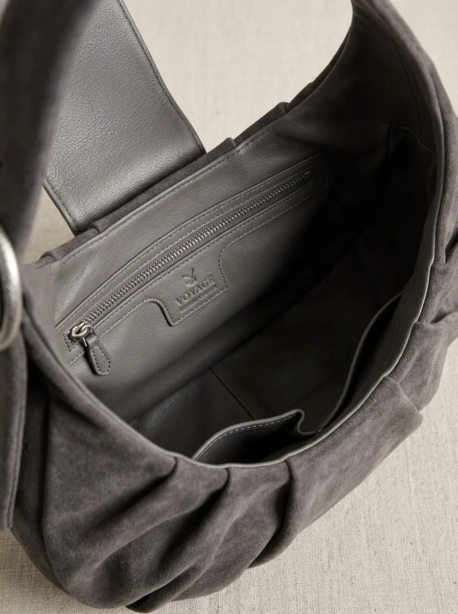 Women's Ruched Buckle-Detail Shoulder-Strap Hobo Bag