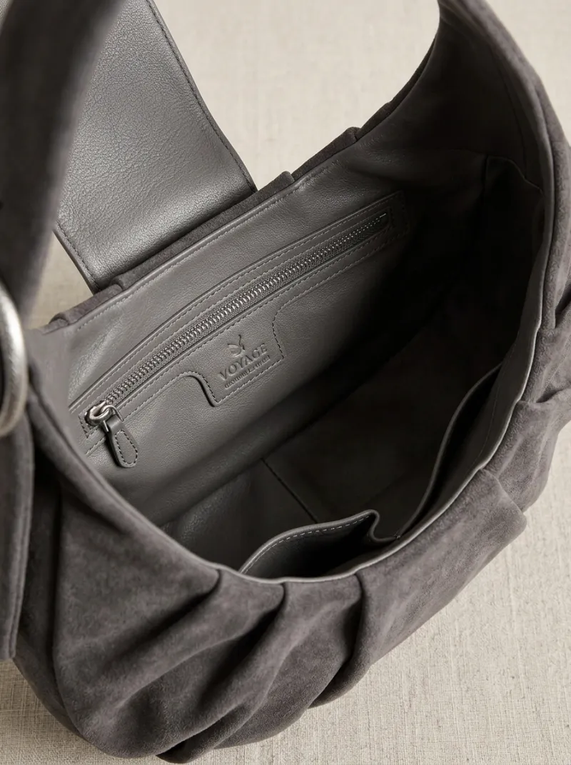 Women's Ruched Buckle-Detail Shoulder-Strap Hobo Bag