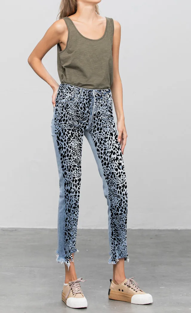 Mid Rise Straight Jeans With Print