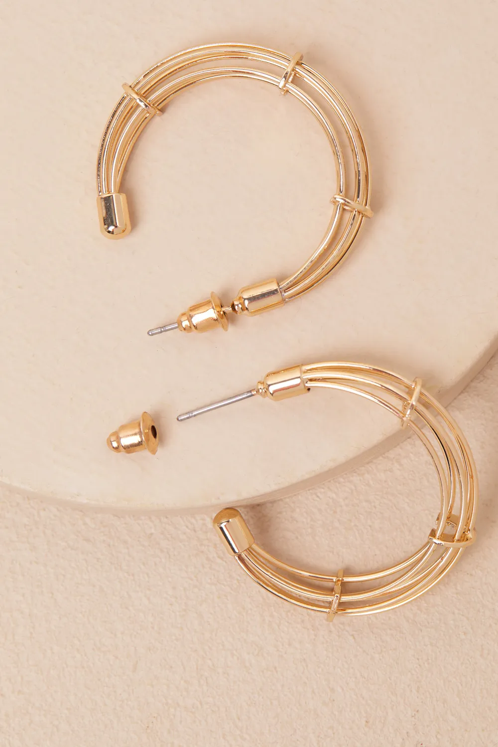Minimalist Geometric Hollow Gold Earrings