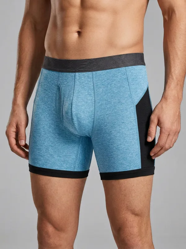 Men's Athletic Performance Grey Heather Mesh-Panel Printed Boxer Briefs