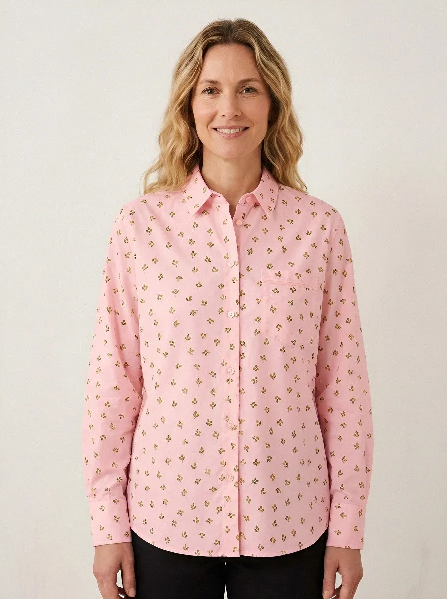 Women's Botanical Nature Lover Small Leaf Printed Shirt
