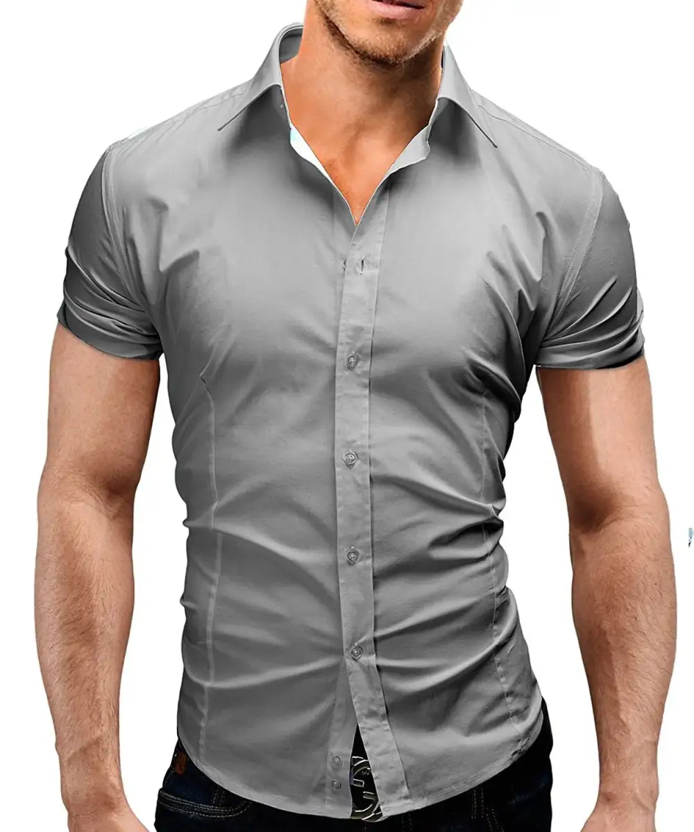 Short Sleeve Slim Fit Casual Dress Shirt