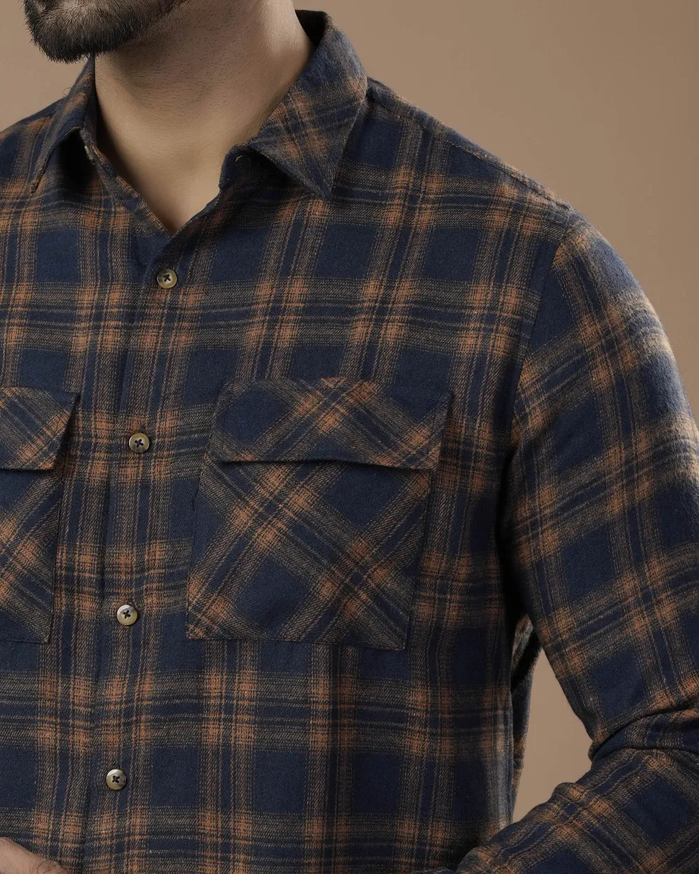 Men's Chambray Checked Casual Shirt