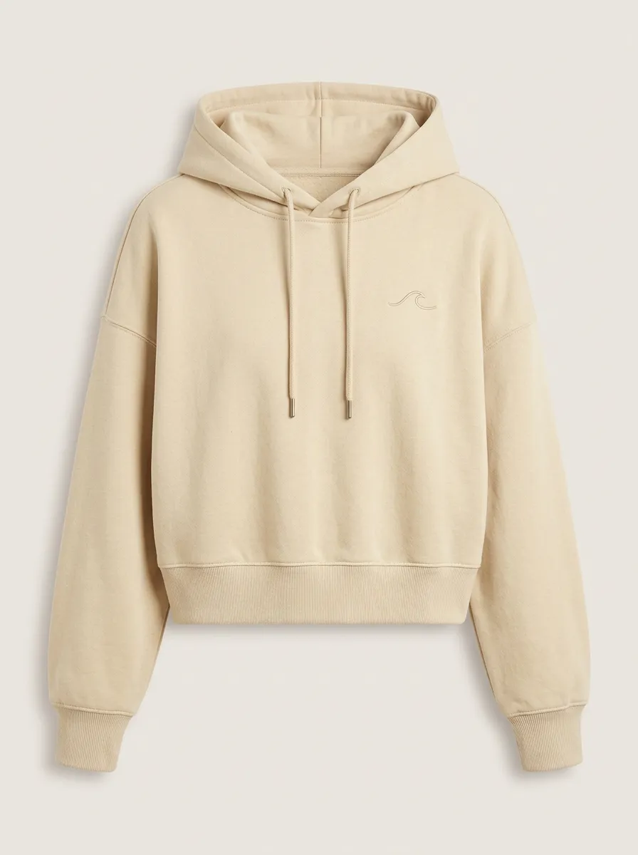 Women's Minimalist Beach Lover Wave Embroidered Hoodie