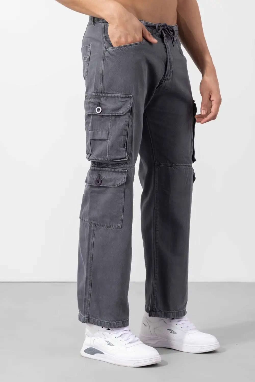 Steel Grey Multi Pocket Cargo Pants