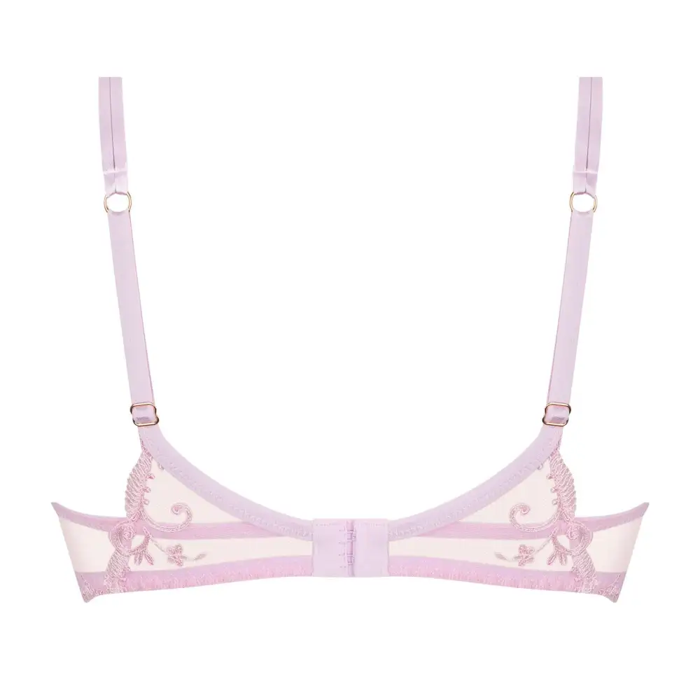 Women's Push-Up Underwire Molded Padded Two-Part Cup Adjustable Straps Floral Lace Embroidery Bra