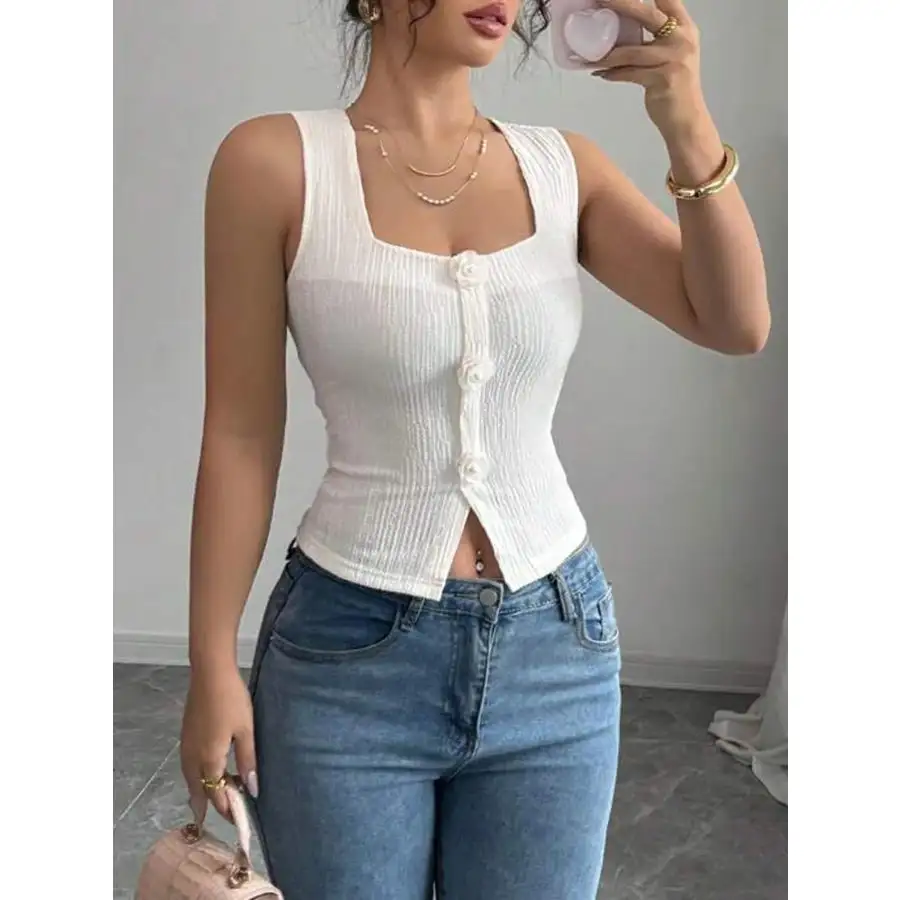Flower Square Neck Tank