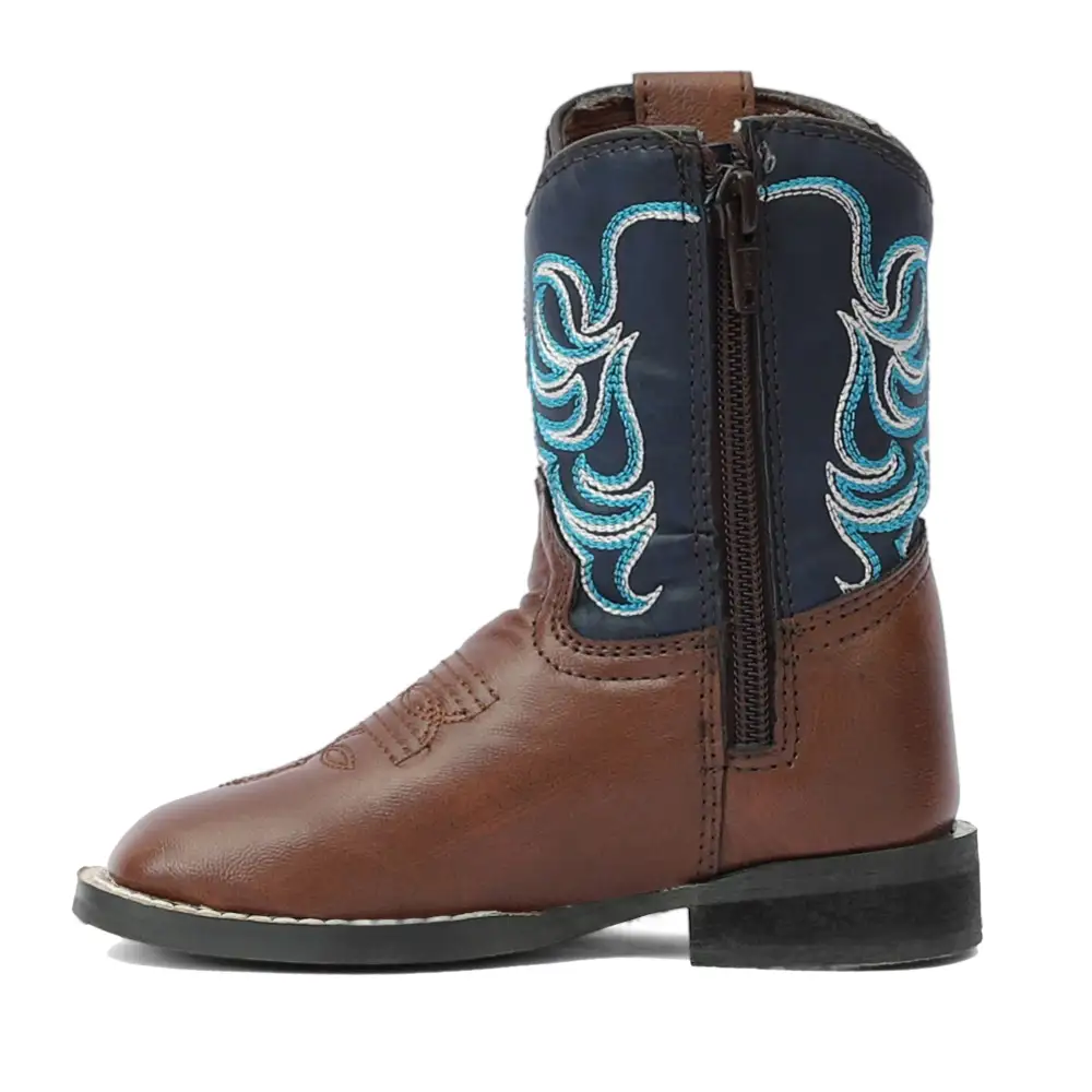 Washed Men's Denim Boots With Pull On