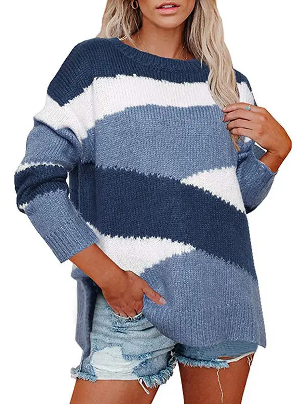 Women's Striped Long-Sleeve Sweater