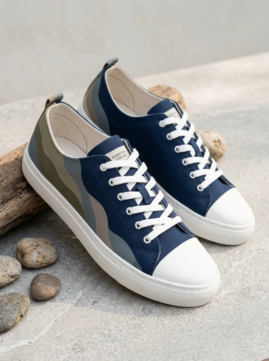 Wave Abstract Canvas Sneakers