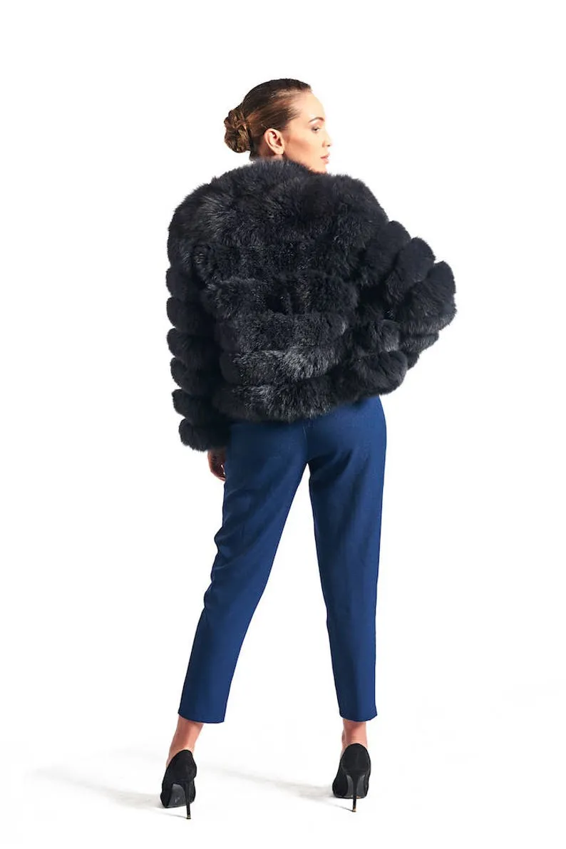 Dark Grey Fox Fur Coat Women’s