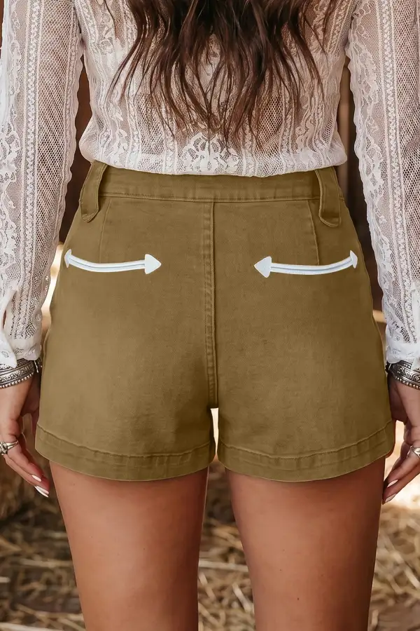 High-Waist Pocketed Denim Shorts