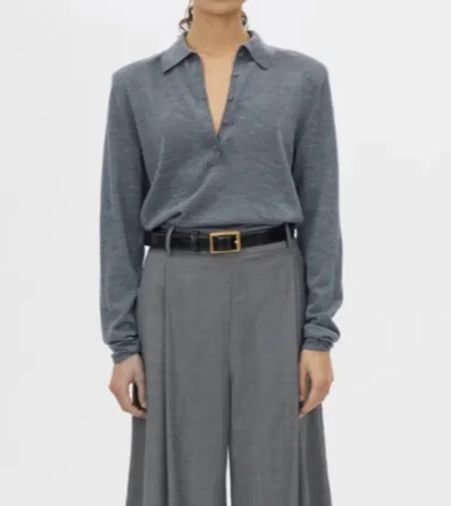 Charcoal Melange Knit Top