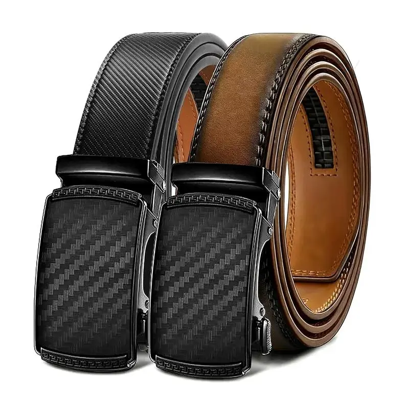 [Can be trimmed] Mens Belt Leather Ratchet