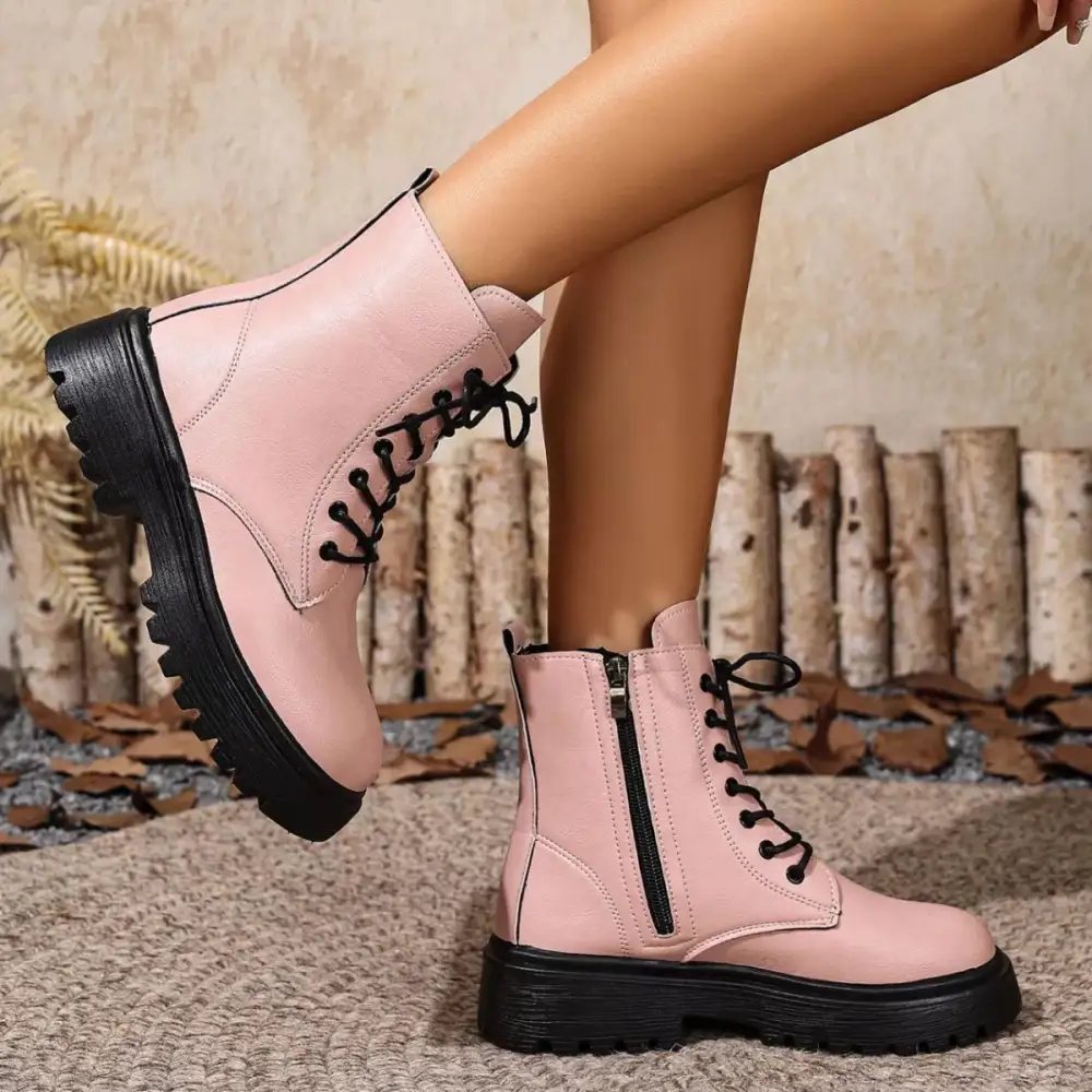 Lace Up Ankle Combat Boots