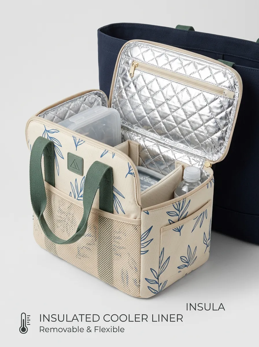 Botanical Leaf Pattern Insulated Printed Cooler Bag