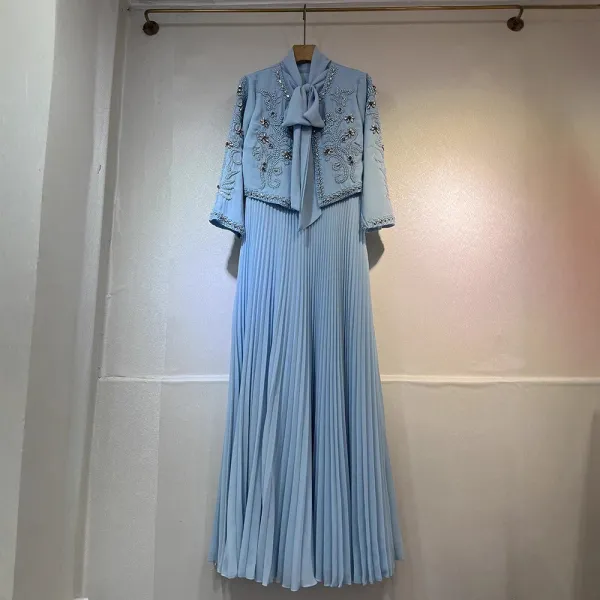 Distinctive Embroidered Jacket Skirt Set
