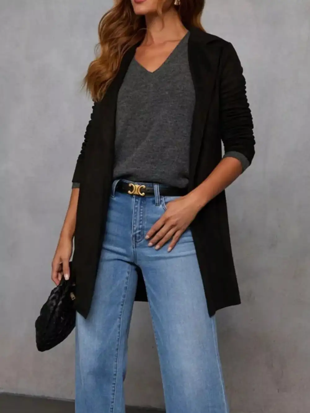 Full Size Open Front Longline Outerwear Plus Size