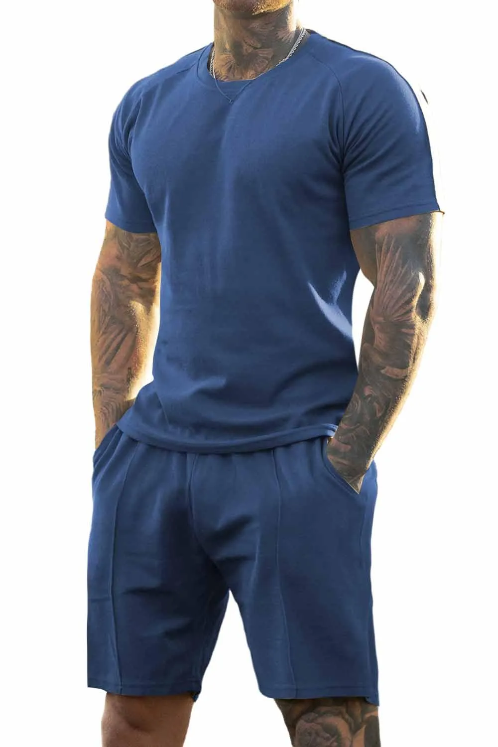 Men's Blue Short Sport Sets 2 Piece