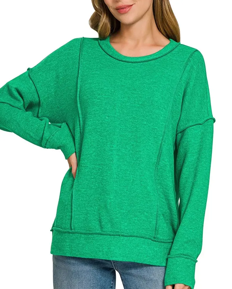 Brushed Hacci Drop Shoulder Sweater