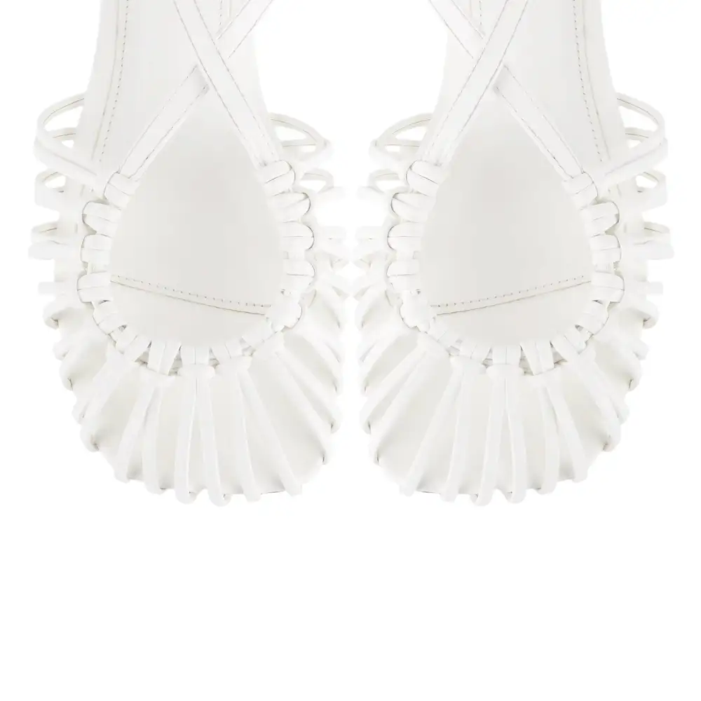 Square Toe Woven Cage Slingback Low Heel Sandals