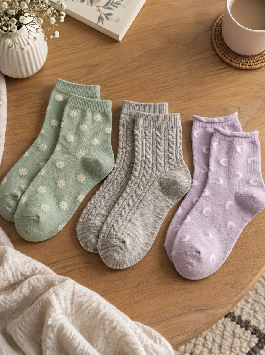 Women's Daisy Moon Cable Knit Printed Socks 3-Pack