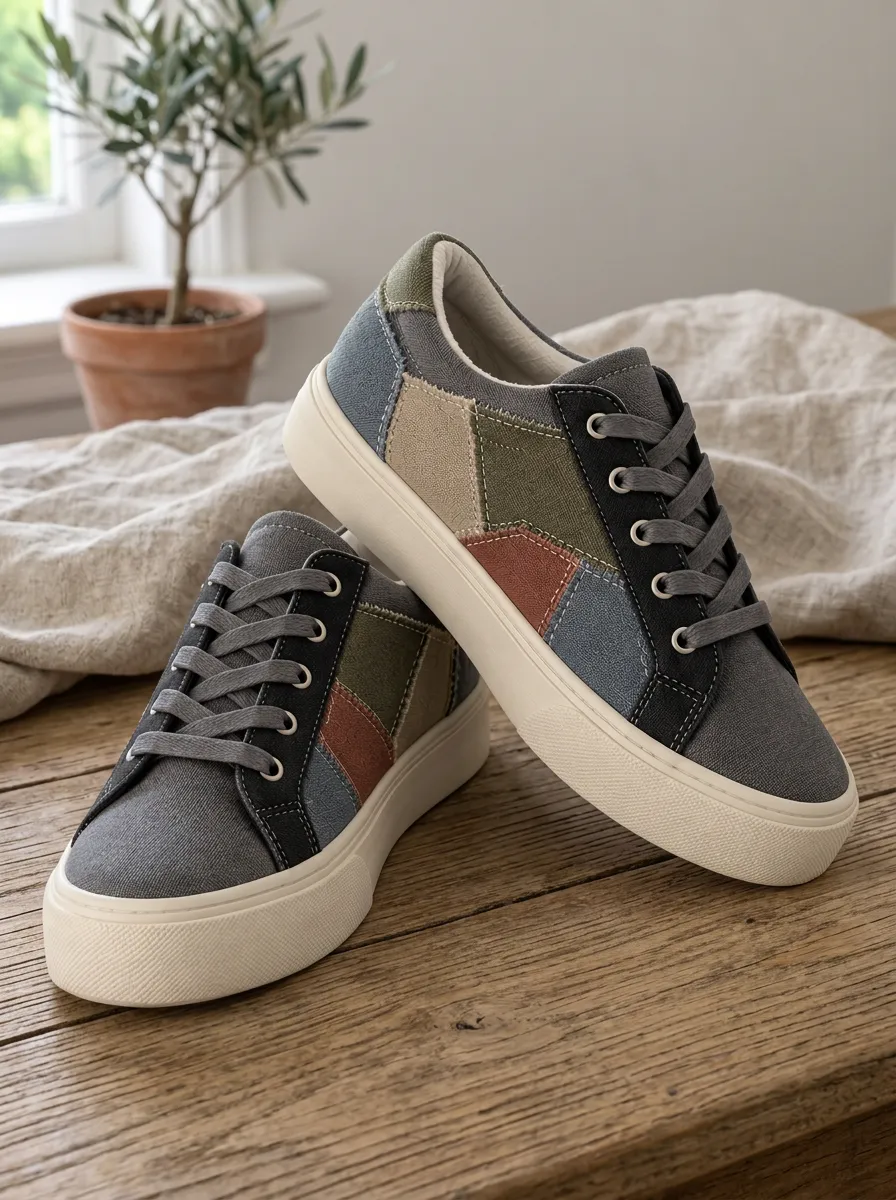 Men's Urban Casual Patchwork Patterned Canvas Shoes
