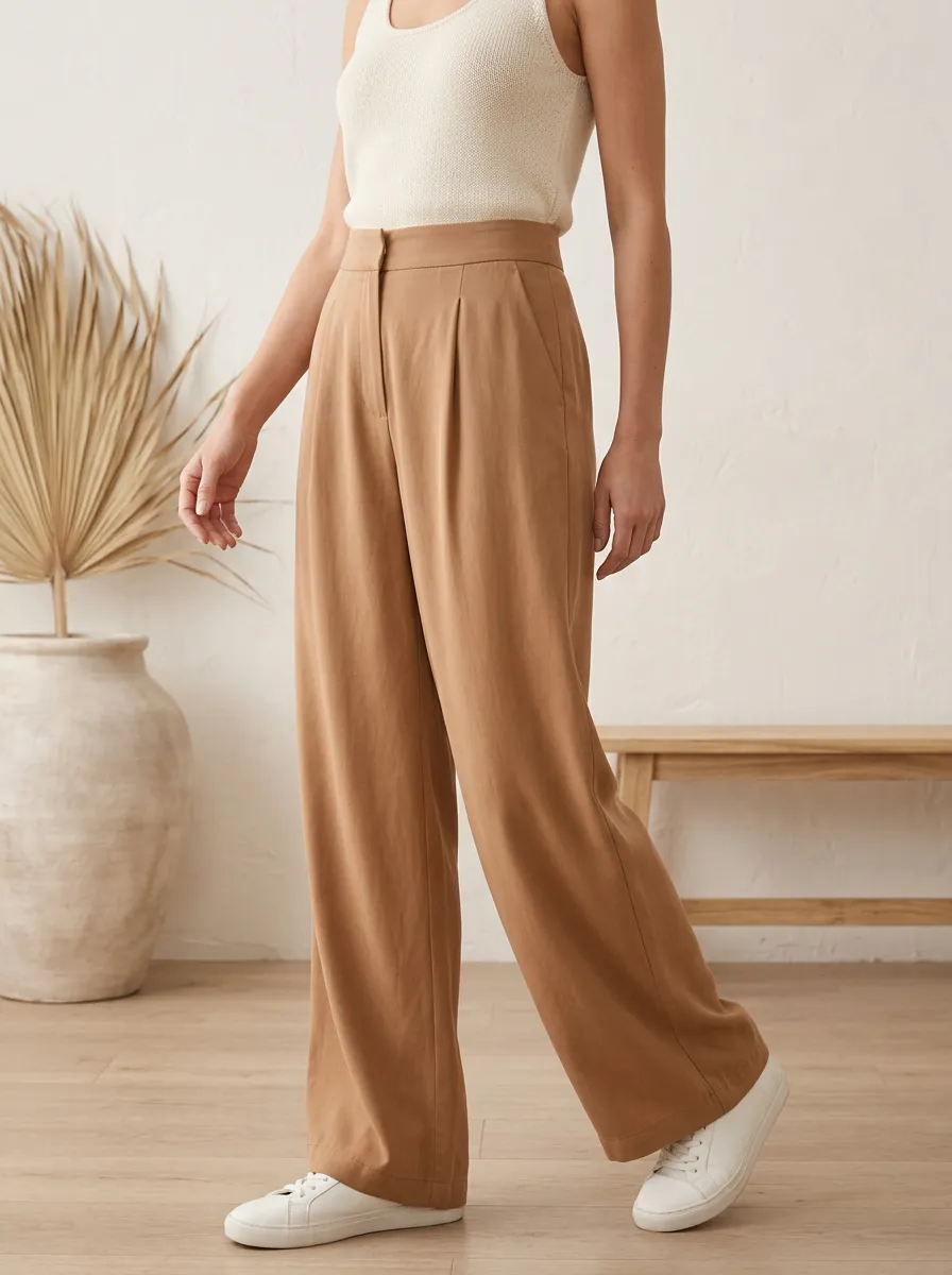 High-Rise Casual Minimalist Casual Wide Leg Pants