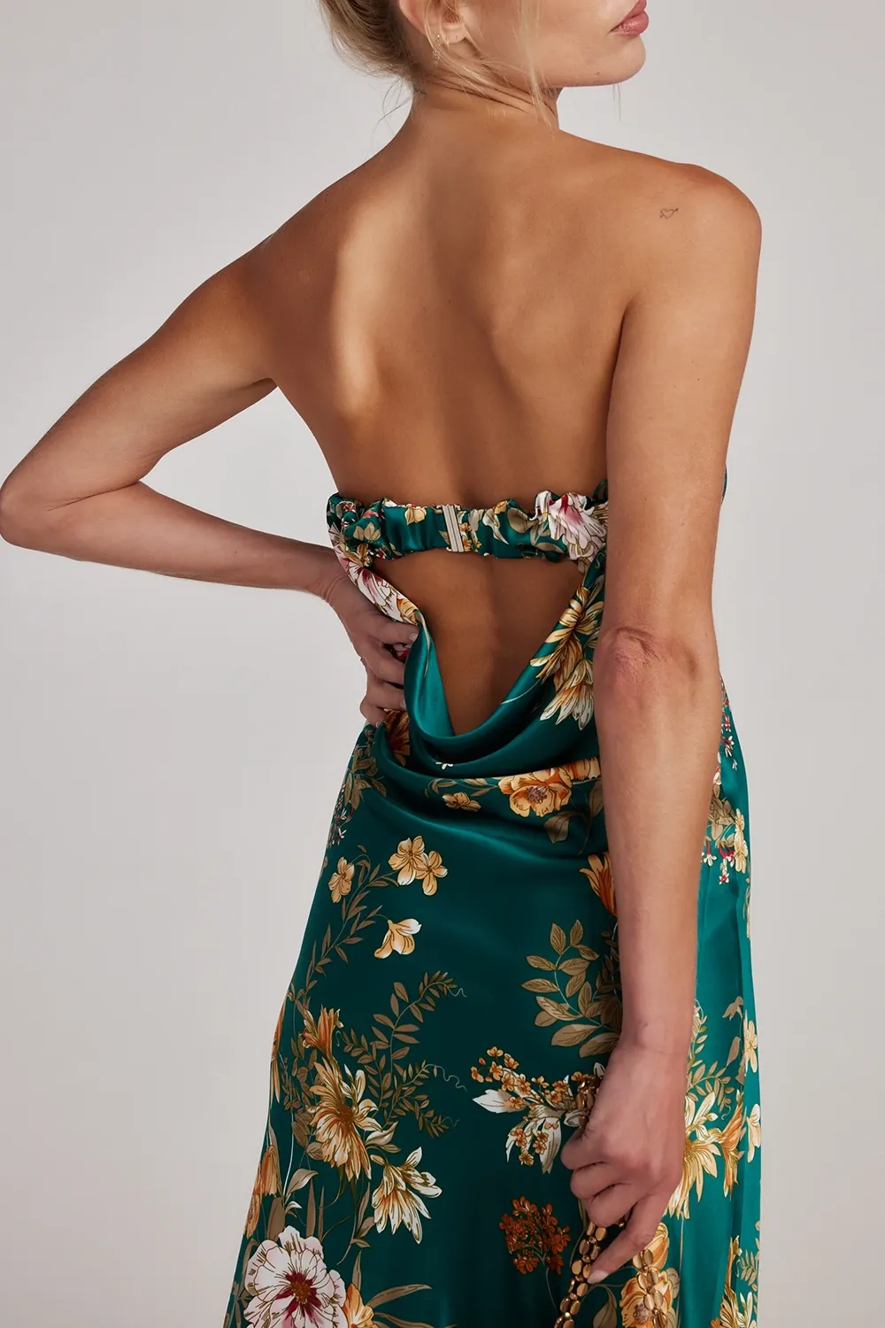 Blue And Gold Watercolor Maxi Dress