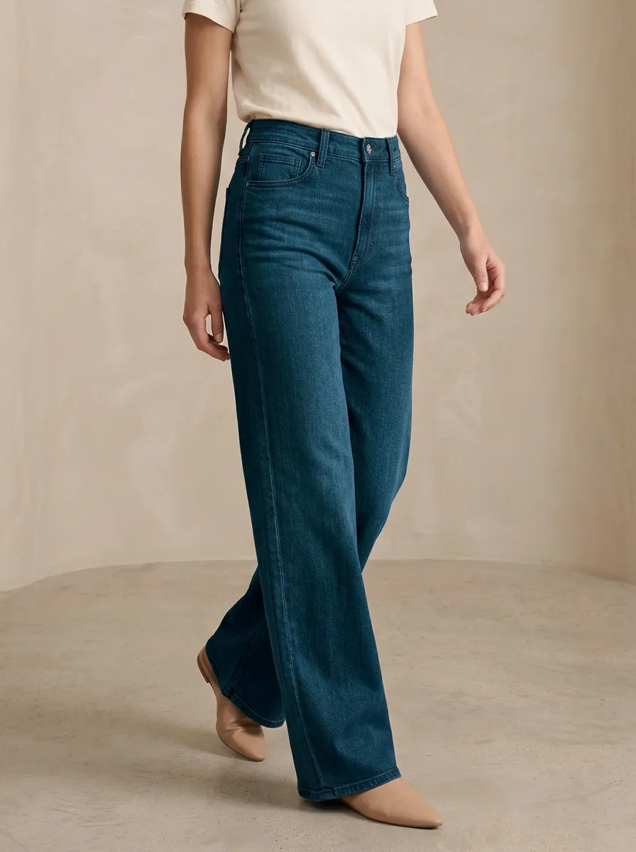 Relaxed Wide-Leg Denim Jeans