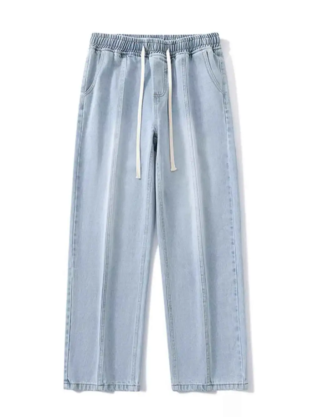 Relaxed Fit Wide Leg Drawstring Jeans