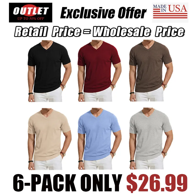 Men's Wool Blend Short Sleeve V-Neck Sweater Soft Textured Knit Pullover for Business Casual Wear