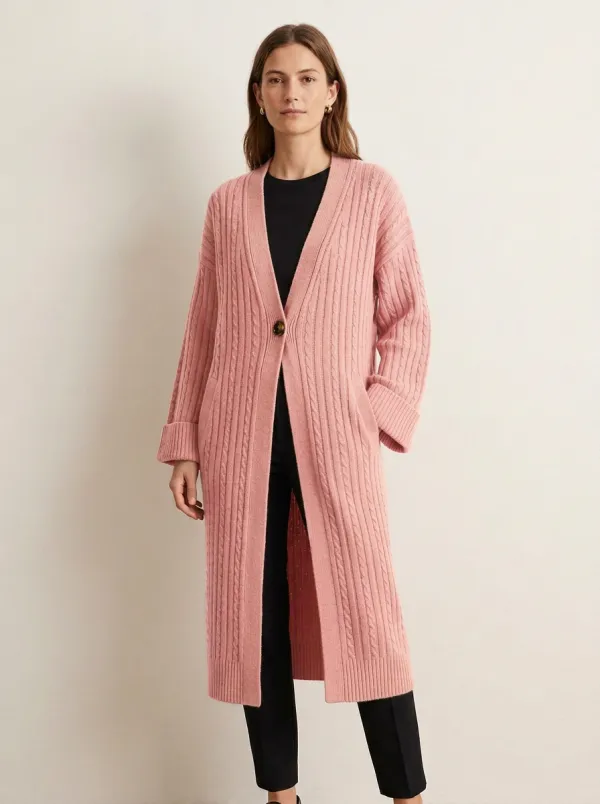 Women's Contemporary Cable Knit Knit Cardigan