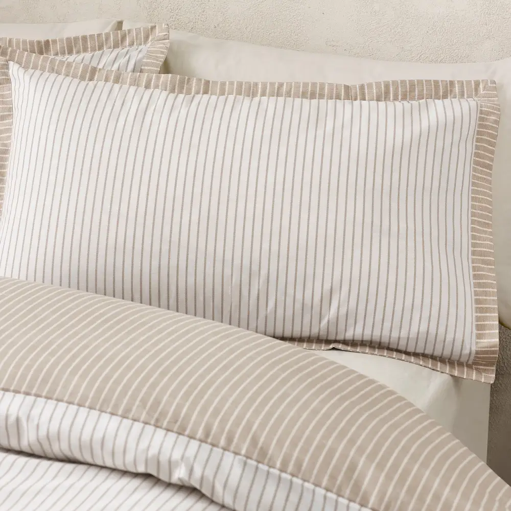 Streamlined Bedroom Reversible Stripe Cotton Duvet Cover Set