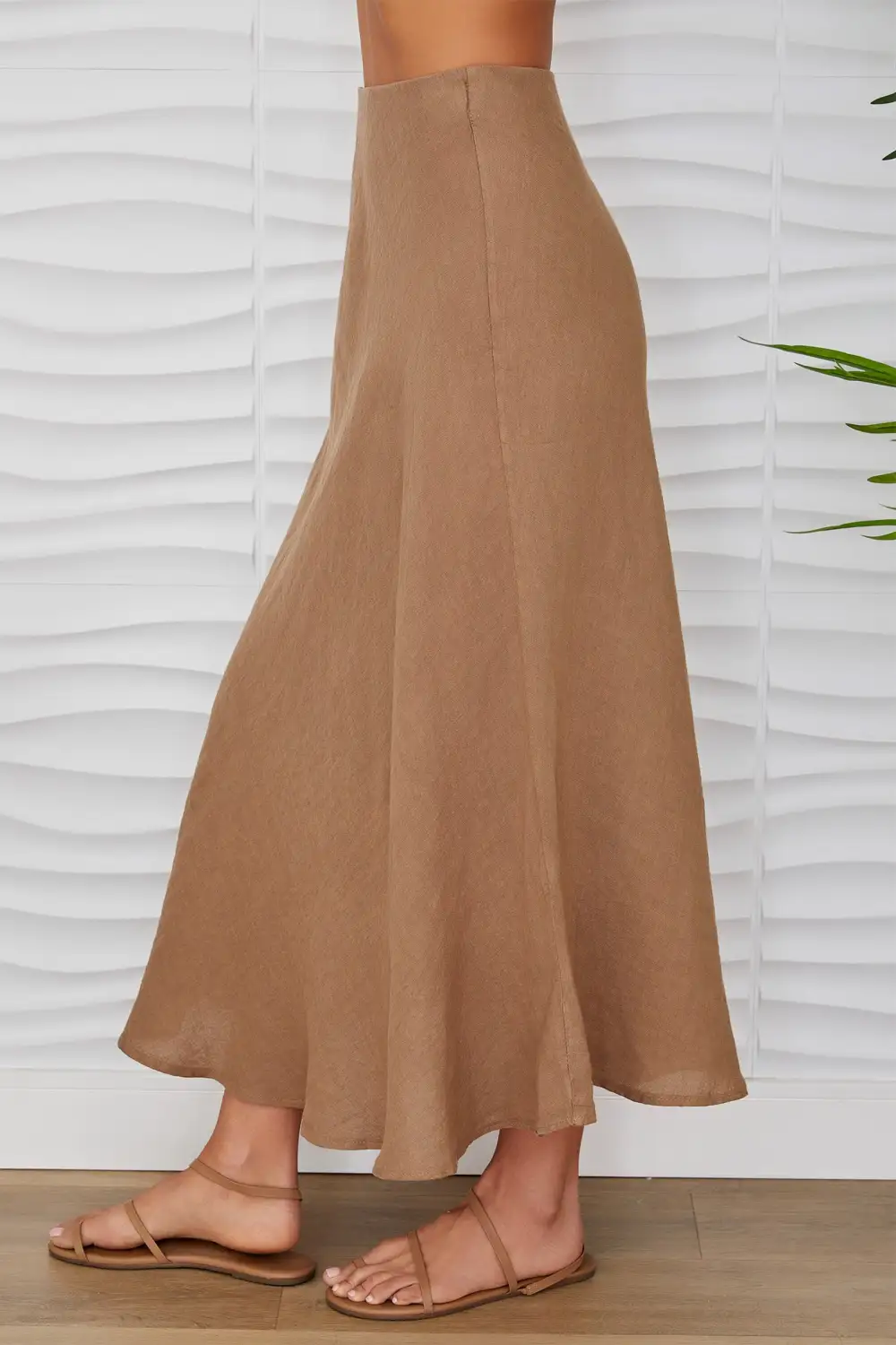 Linen Crinkle Midi Skirt