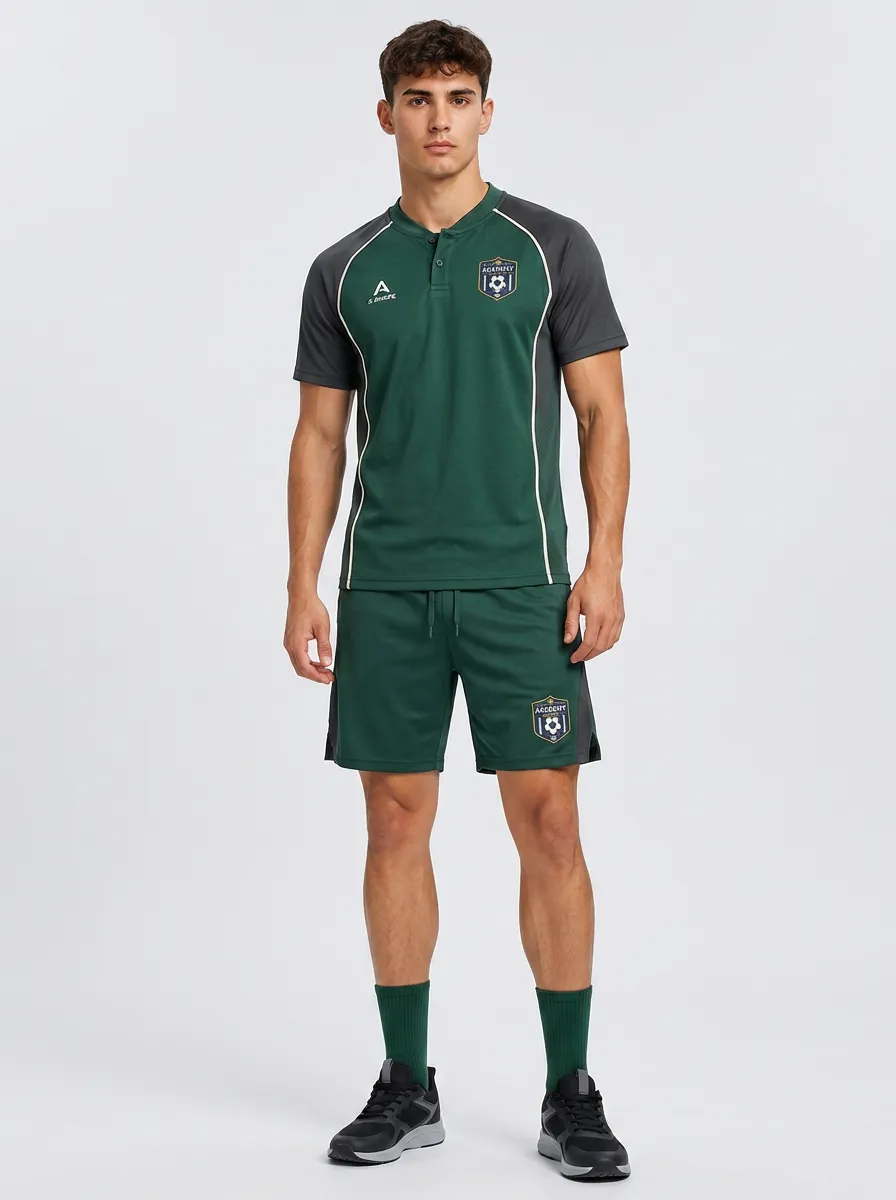 Men's Soccer Academy Football Club Printed Polo Shirt and Shorts Set