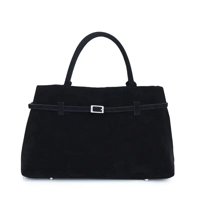 Suede Top Handle Tote Bag