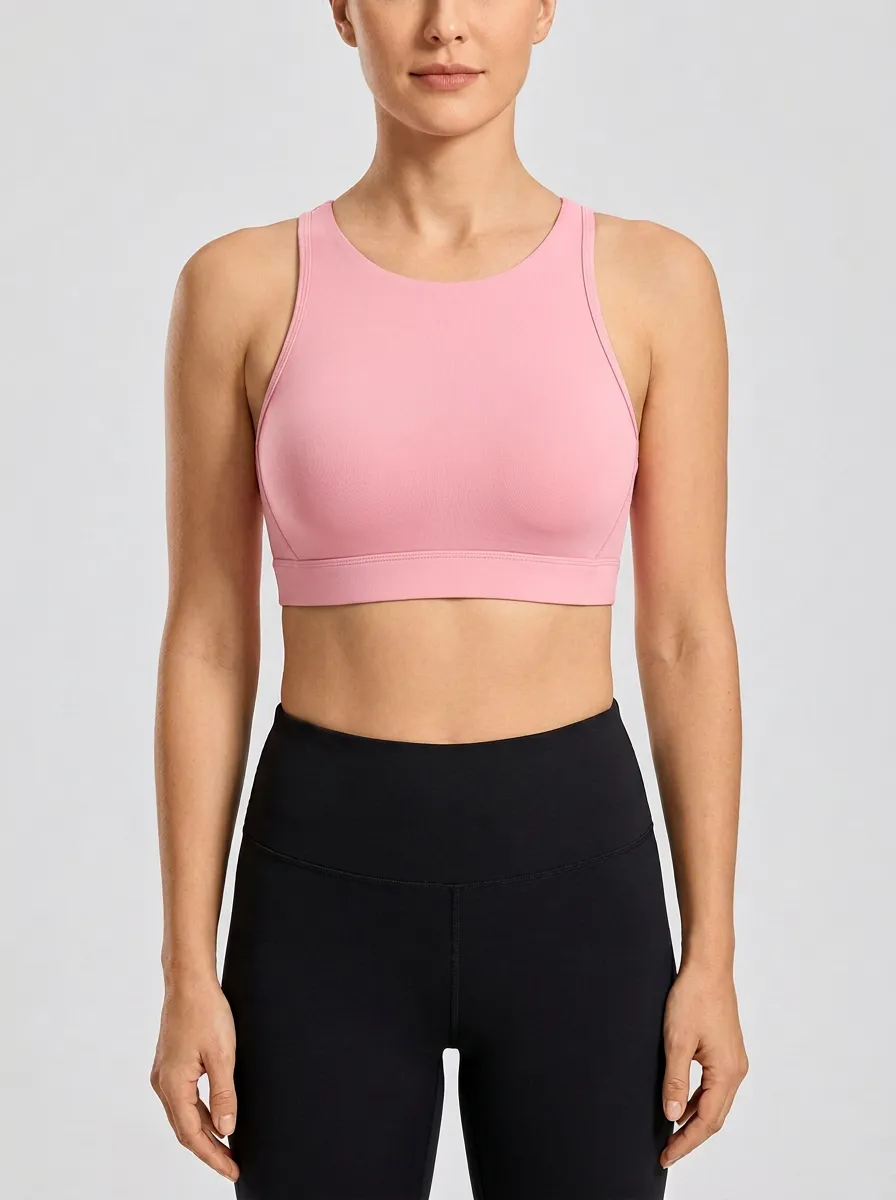 Women's High-Neck Racerback Wide-Band Sports Bra