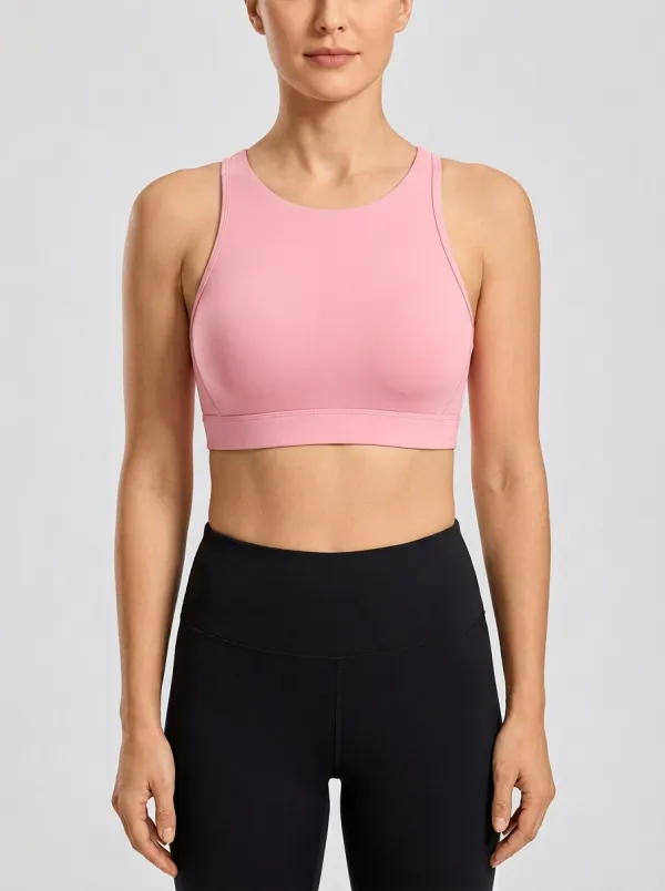 Women's High-Neck Racerback Wide-Band Sports Bra