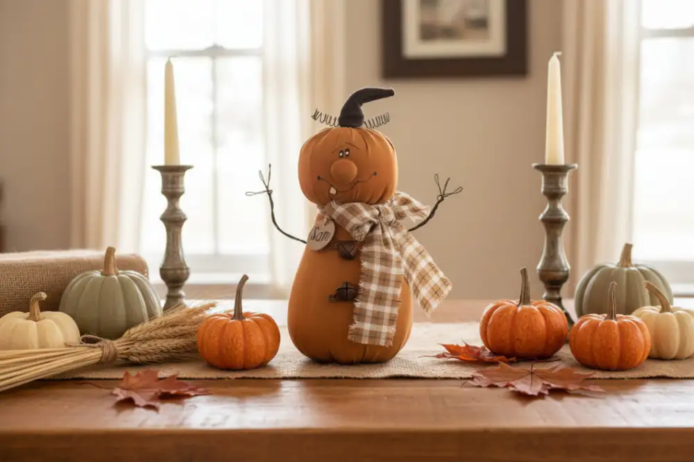 Playful Doll Style Pumpkin Ornament Doll