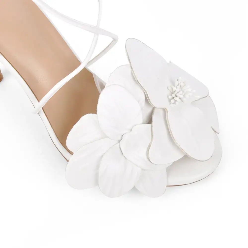 Round Toe Flower Cross Lace Up Sandals