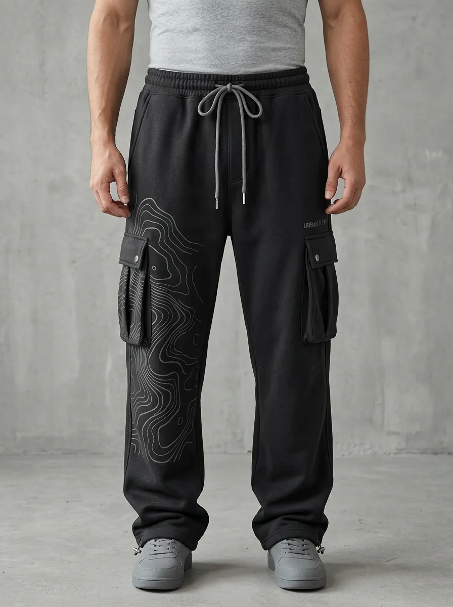Utility Cargo Sweatpants Topographic Men's Cargo Joggers