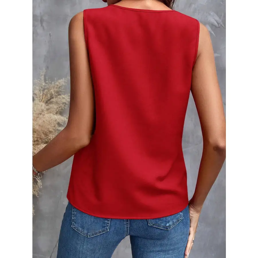 Cozy Ruffled V Neck Tank
